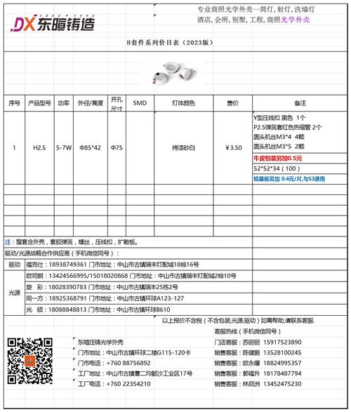 H2.5 价目表