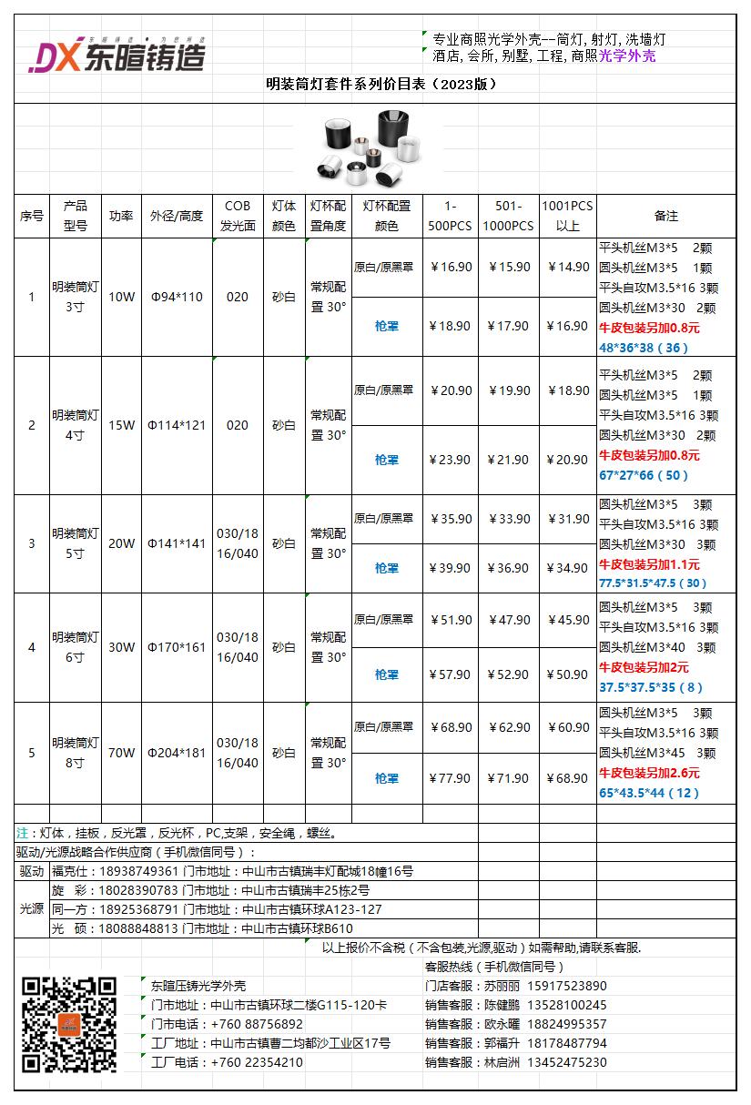 明装筒灯系列