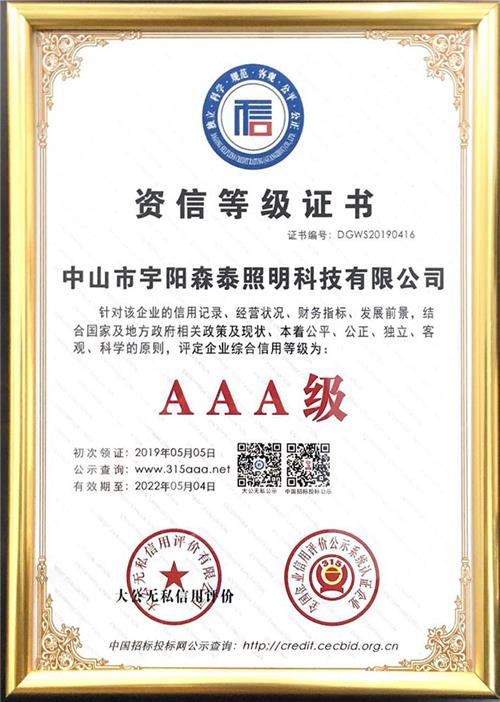资信等级证书