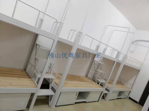 工地單層鐵床1.5米上下床卡扣式金屬床學生鐵板鐵架床廠家