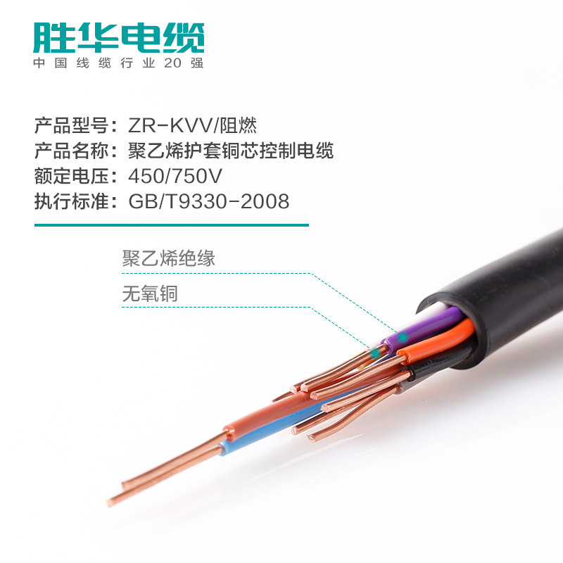 銅芯電纜ZR-KVV阻燃銅控制軟線2-61芯生產批發商