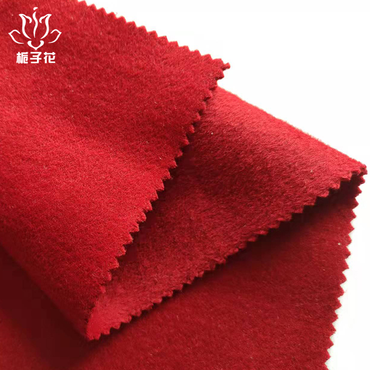 工廠供應(yīng)10羊絨雙面順毛呢布料紅色呢子面料原始圖片3