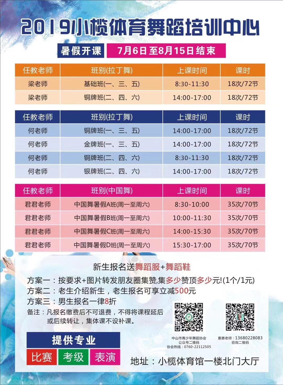 2019小榄体育舞蹈培训中心暑假开课7月6日至8月15日结束