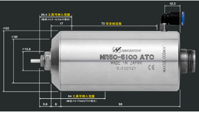 日本NAKANISHI 手動快速換刀 高速電主軸 NRR-3060QC