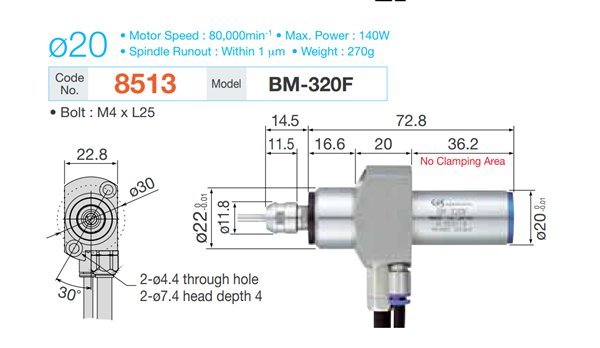 日本NSK中心出水主軸/深孔鉆動力頭BMS-4020 MQL