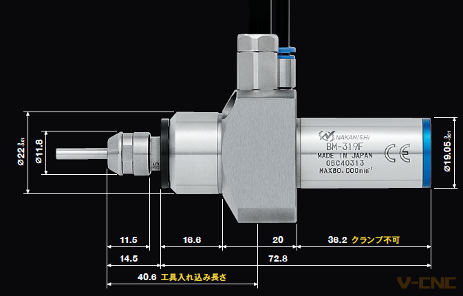 NAKANISHI高頻銑動力頭BM-319F ，小型電主軸