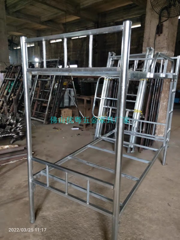 廣州上下鋪鍍鋅管床上下鋪鐵組合床批發(fā)工地雙層鐵板床廠家