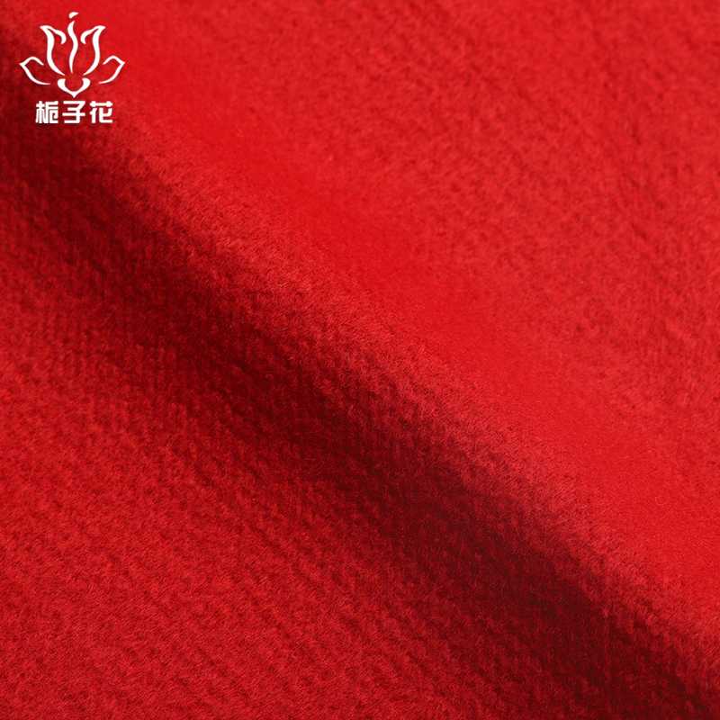 供應大紅杏色雙面雙色毛呢粗紡面料 羊毛大衣面料原始圖片2