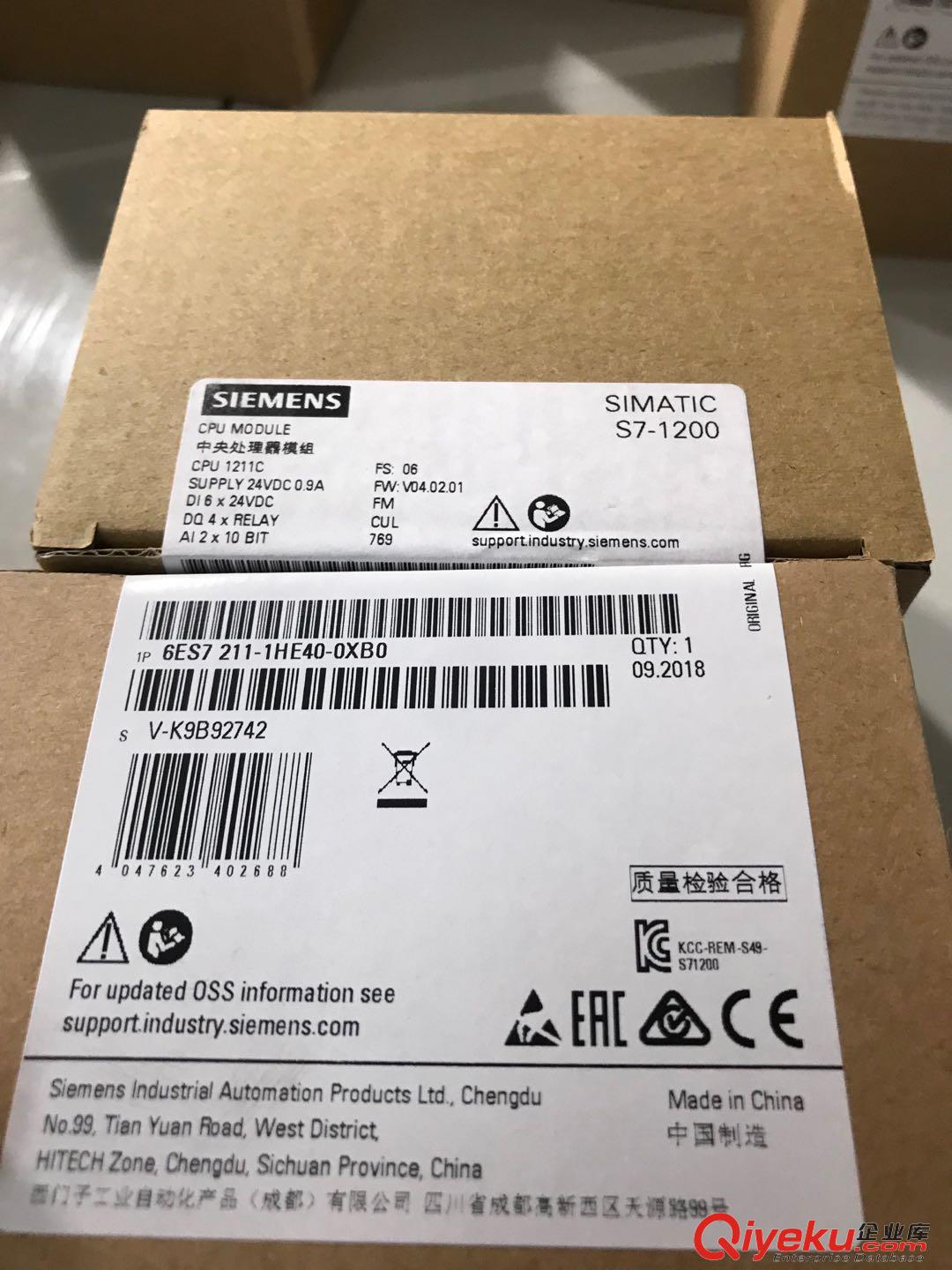 供應西門子SIMATIC S7-1200緊湊型 CPU6ES7211-1HE40-0XB0