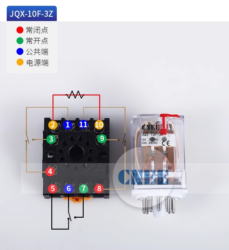 供應(yīng)藝杰JQX-10F圓腳中間繼電器三開三閉原始圖片2