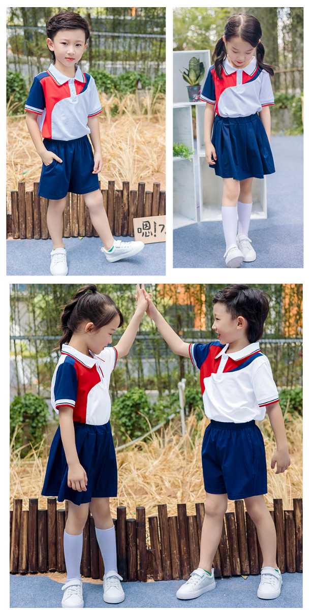 小學生夏季校服班服短袖英倫風純棉套裝原始圖片2