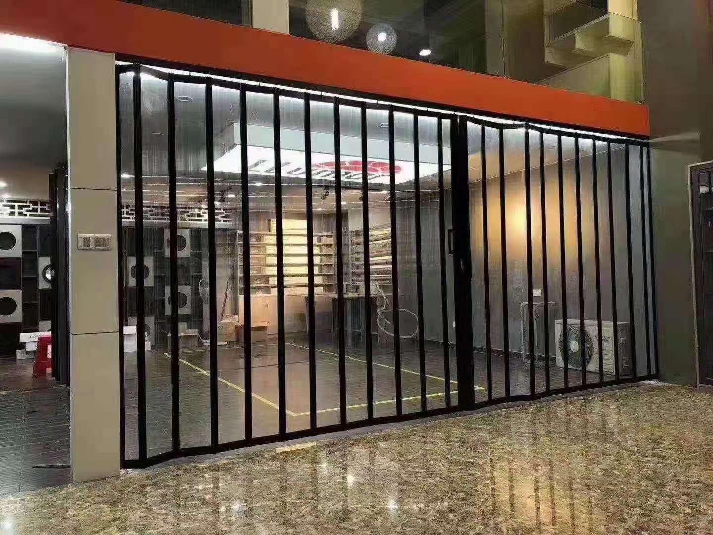 羅湖商場餐廳鋁合金推拉門 磨砂吊軌輕便推拉隔斷折疊門定做原始圖片3
