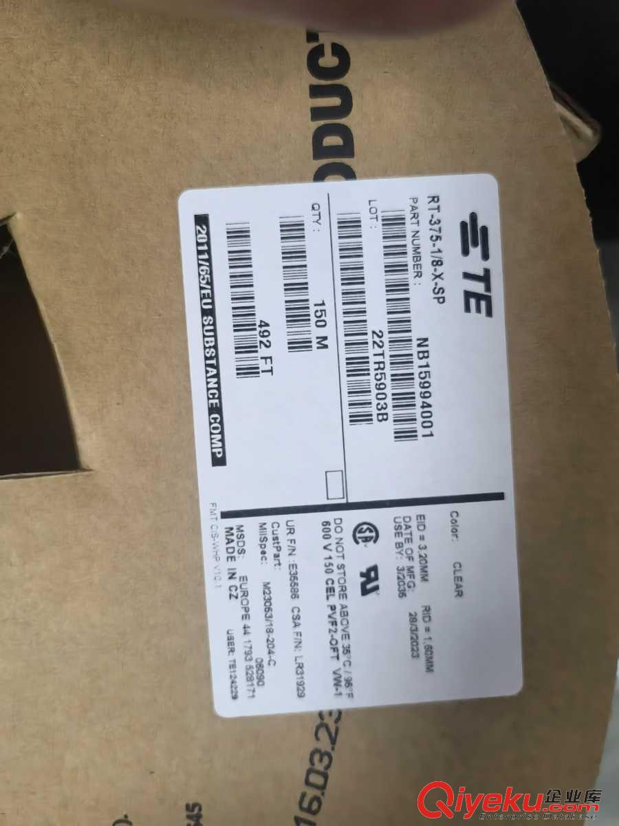 常備庫存  TE熱縮管  RT-375-1/16-X-SP原始圖片2