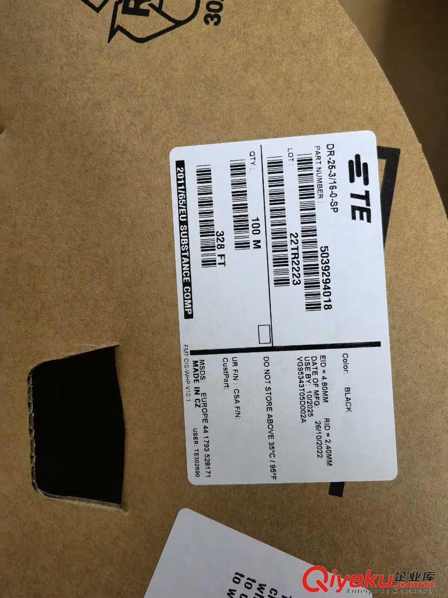 常備庫存  TE熱縮管  DR-25-3/4-0-SP原始圖片2