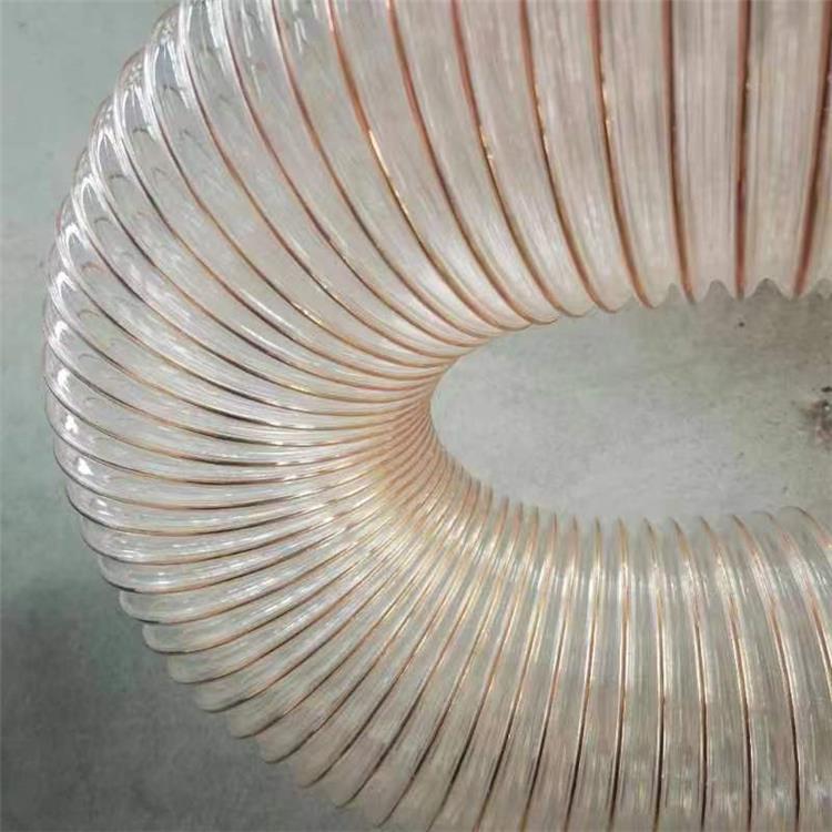 Pu聚氨酯镀铜钢丝工业排烟管透明排风管图片一
