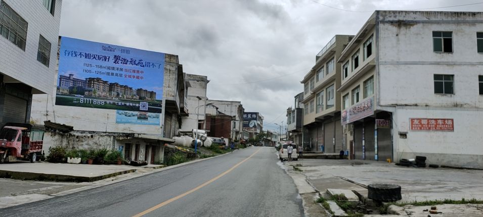 百色平果道路民墻廣告發布活動搭建廣西平果涂科刷字廣告金龍魚千朵萬朵壓枝低。