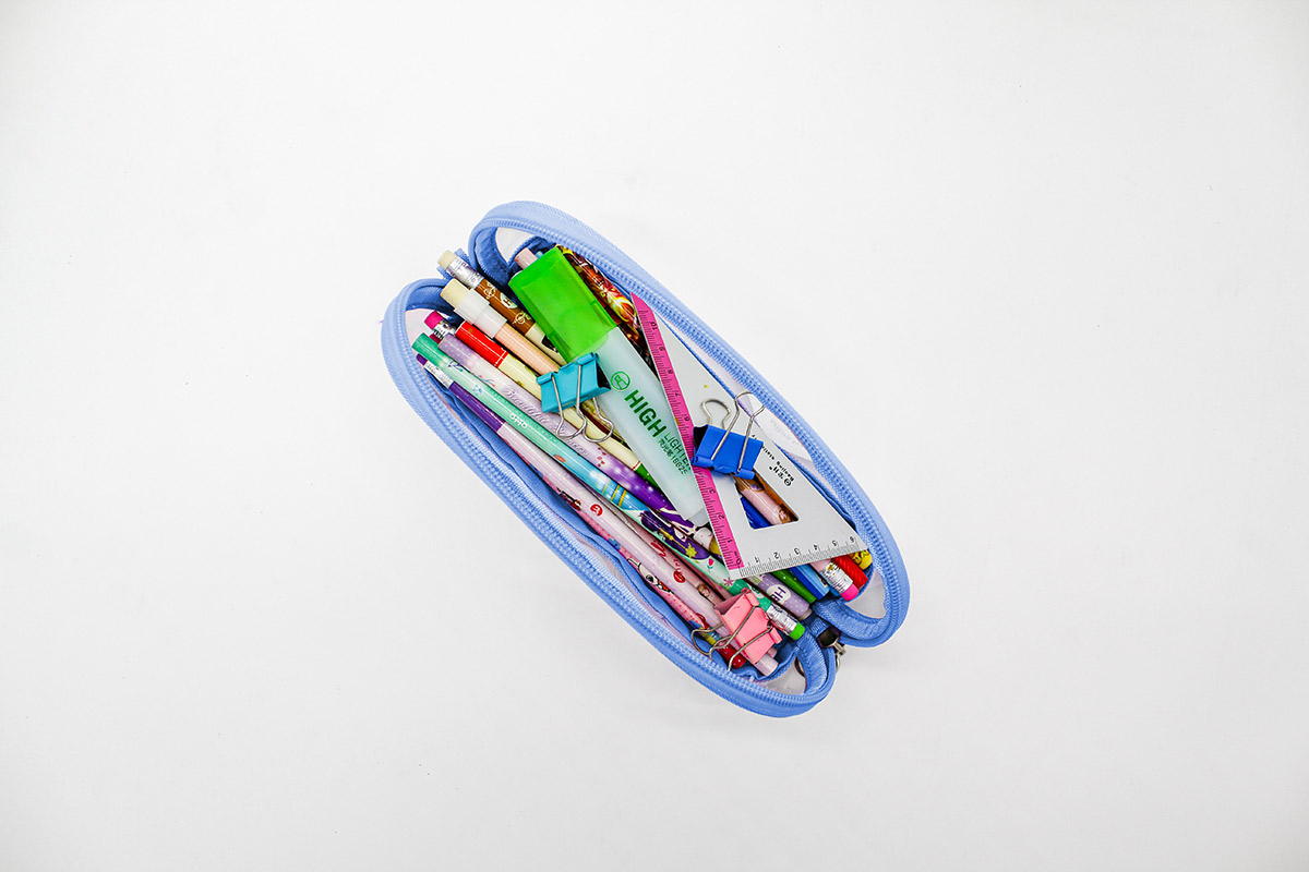 Nice Design Fabric PVC Transparant Pen Box