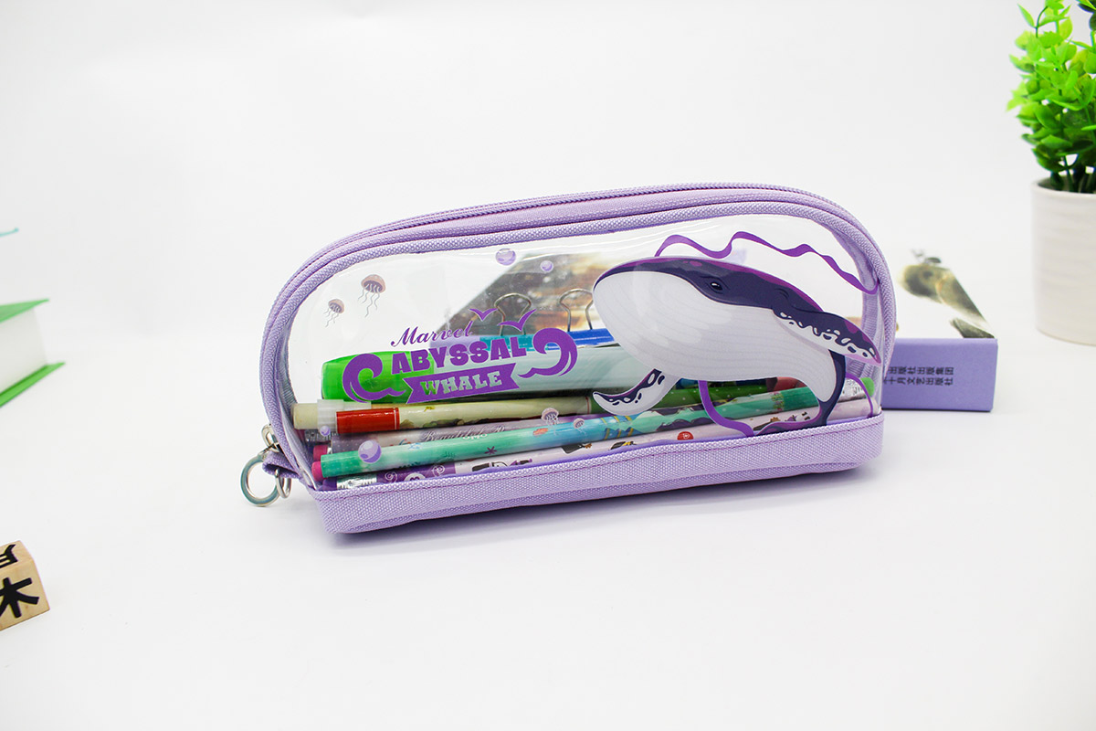 Nice Design Fabric PVC Transparant Pen Box