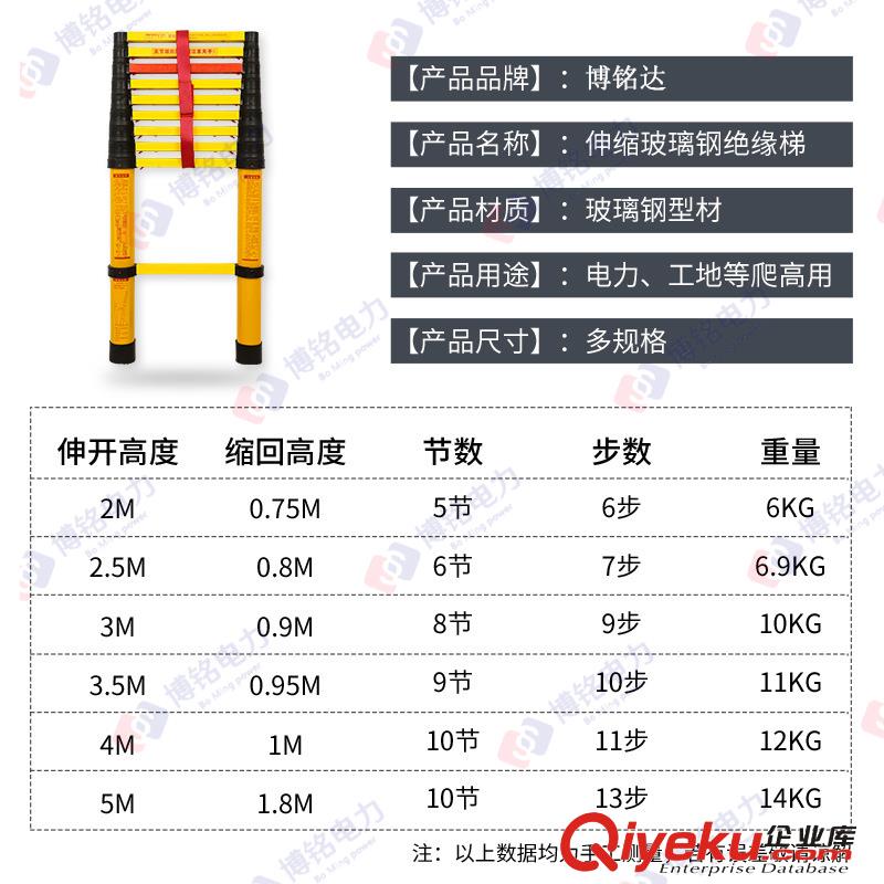 供應博銘達絕緣梯伸縮梯魚竿梯竹節梯人字梯單梯 5米原始圖片2