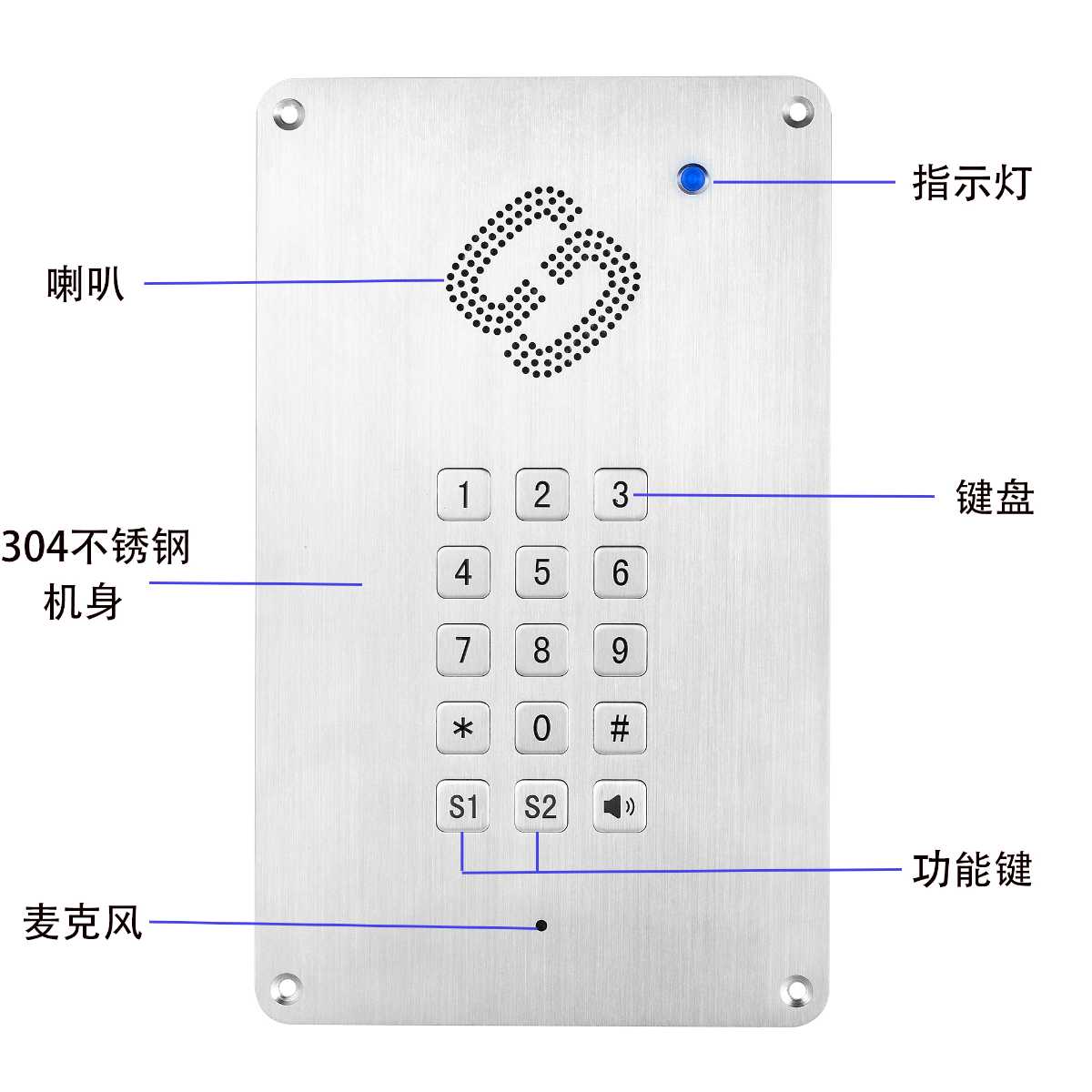 不銹鋼機身免提抗噪 IP潔凈室對講電話原始圖片2