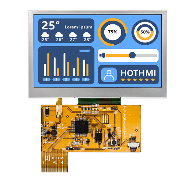 4.3寸 800x480 UART TFT彩屏智能串口屏阳光下可见 