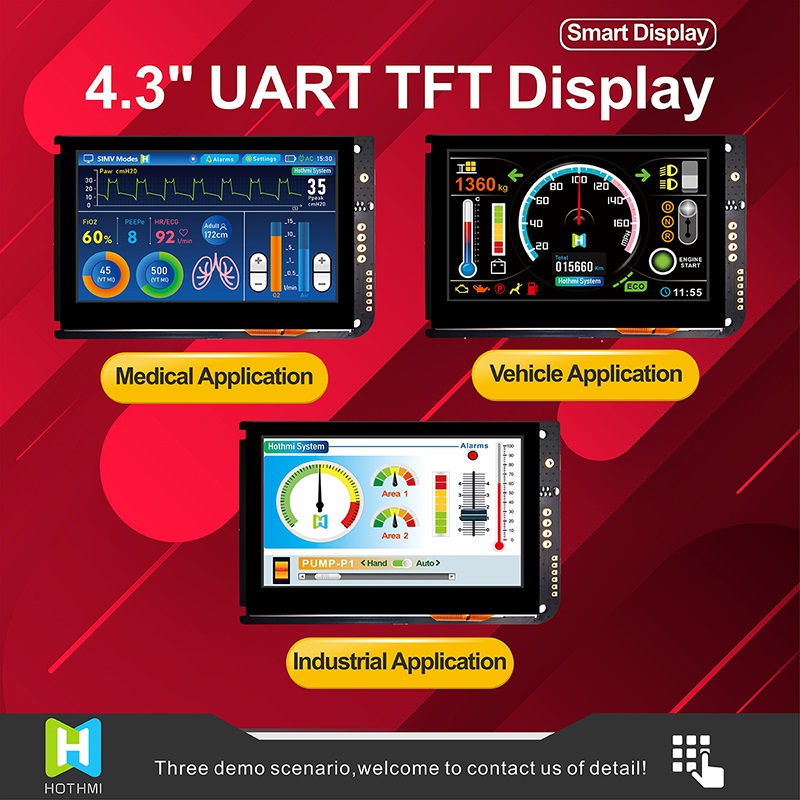 4.3寸 800x480 UART TFT彩屏智能串口屏阳光下可见 