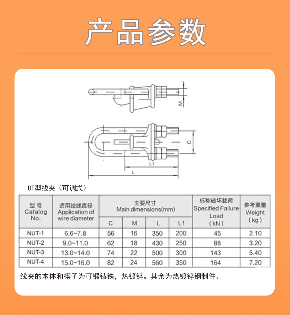 NUT楔形線夾（可調(diào)節(jié)）